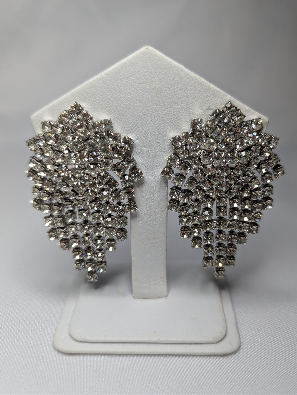 Silver Crystal Cascade Statement Earrings
